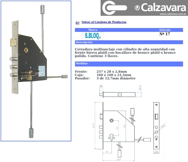 CERRADURA 8 BLOQ A17 IMP MULTIANCL