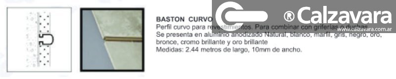 BASTON CURVO 2.44m CROMO BRILLANTE
