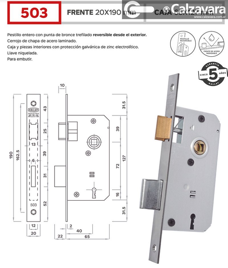 CERRADURA KALLAY 503 INOX
