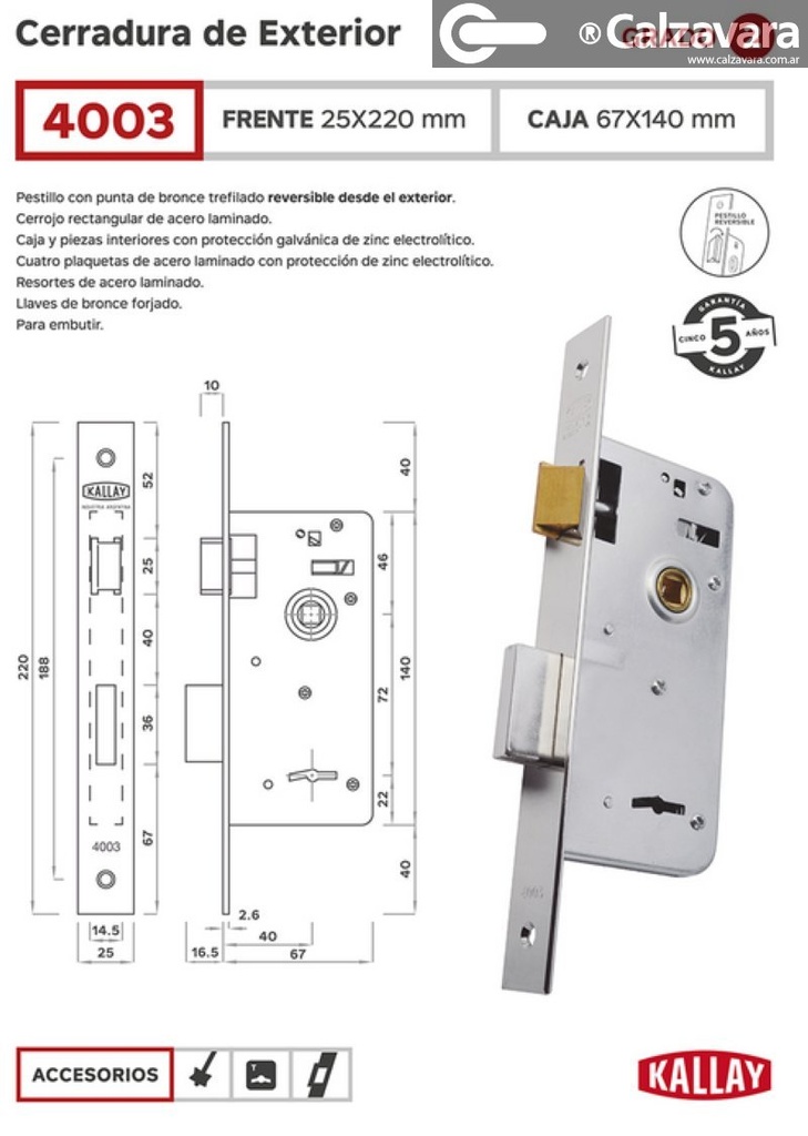 CERRADURA KALLAY 4003 NIQ