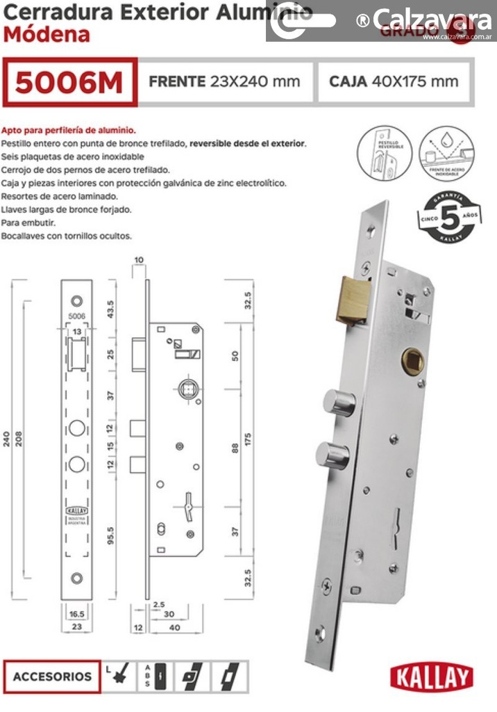CERRADURA KALLAY 5006 NIQ 40mm