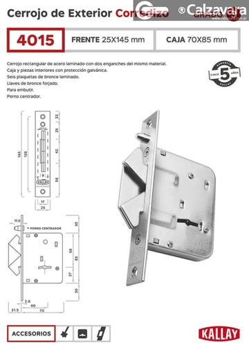 CERROJO KALLAY 4015 NIQ CORRED