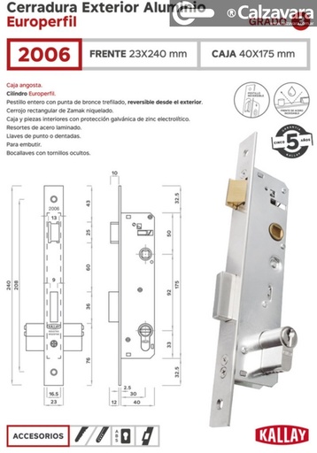 CERRADURA KALLAY 2006 NIQ S/CILIND