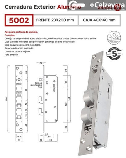 CERRADURA KALLAY 5002 NIQ CORREDIZA