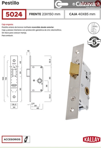 PICAPORTE KALLAY 5024 NIQ 40mm