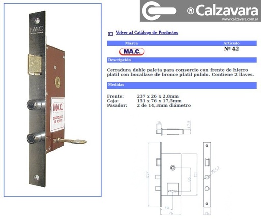 CERRADURA M.A.C A42 NIQ CONSORCIO