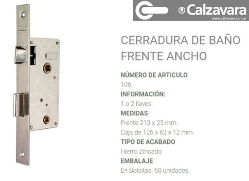 CERRADURA PRIVE 106 ZINC P/BANO