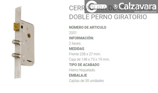 CERRADURA PRIVE 2001 NIQ T/101