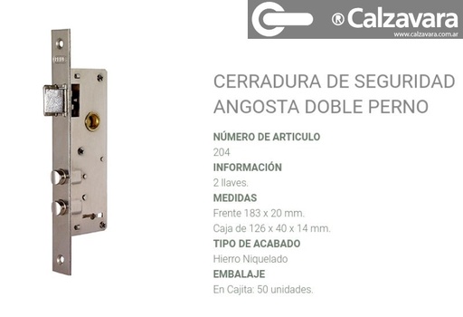 CERRADURA PRIVE 204 ZINC D/PERNO